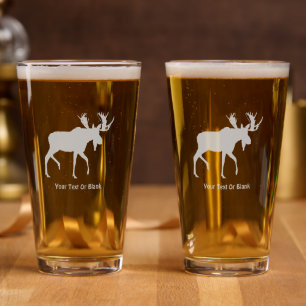 Bull Moose On Old Paper Pint Glass