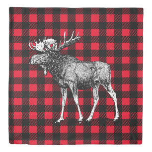Bull Moose Red and Black Buffalo Plaid Duvet Cover