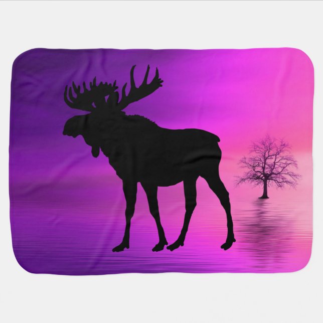Bull Moose Silhouette Baby Blanket (Horizontal)