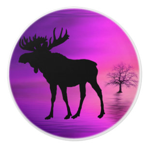 Bull Moose Silhouette Ceramic Knob