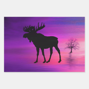 Bull Moose Silhouette Wrapping Paper Sheets