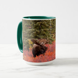 Bull Moose Standing In Red Dwarf Birch Mug