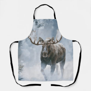 Bull Moose Walking Through Boreal Snow Apron