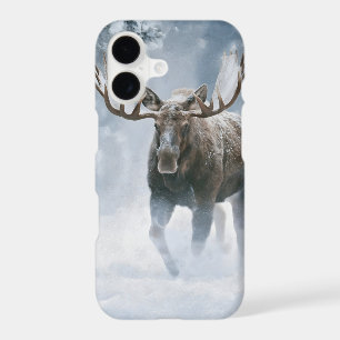 Bull Moose Walking Through Boreal Snow iPhone 17 Case