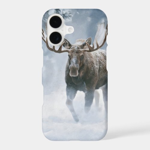 Bull Moose Walking Through Boreal Snow iPhone 17 Case