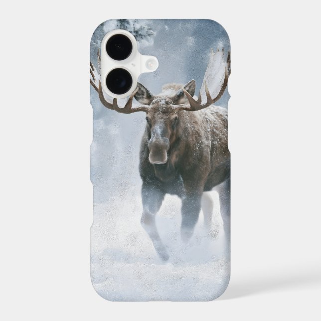 Bull Moose Walking Through Boreal Snow Case-Mate iPhone Case (Back)