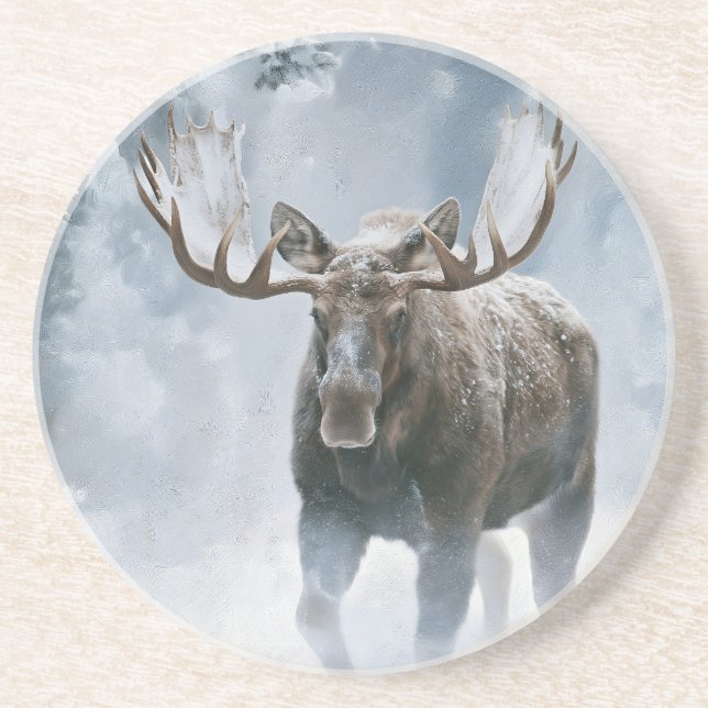Bull Moose Walking Through Boreal Snow Coaster (Front)