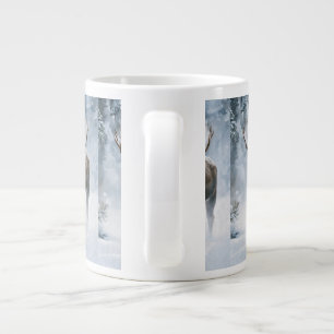Bull Moose Walking Through Boreal Snow Giant Coffee Mug