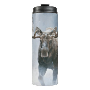 Bull Moose Walking Through Boreal Snow Thermal Tumbler