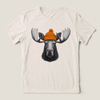 Bull Moose Wearing Beanie – Mountain Wildlife Crew Tri-Blend Shirt