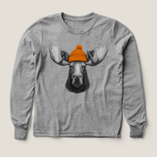 Bull Moose Wearing Beanie – Mountain Wildlife Crew Tri-Blend Shirts