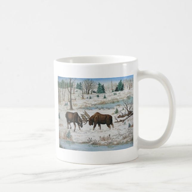 Bull Moose Wildlife Art Coffee Mug (Right)