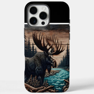 Bull Moose Wood Carving iPhone 16 Pro Max Case
