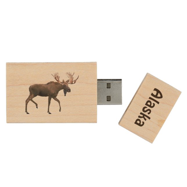 Bull Moose Wood Flash Drive (Opened)