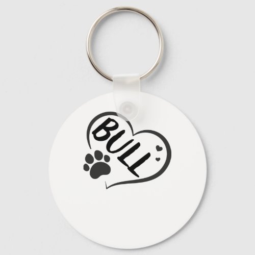 Bull Name In A Heart With A Paw  Keychain