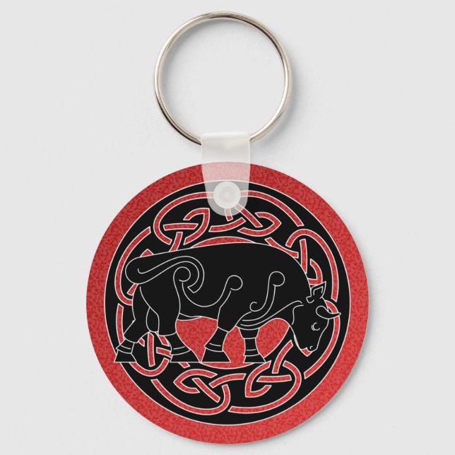 Bull of Prosperity - Celtic Knotwork Keychain (Front)