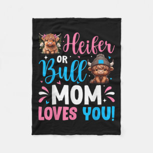 Bull Or Heifer Gender Reveal Highland Cow Mom Fami Fleece Blanket