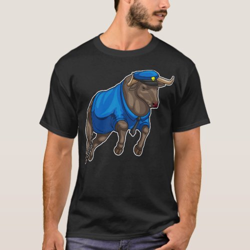Bull Police Cop Police hat T_Shirt