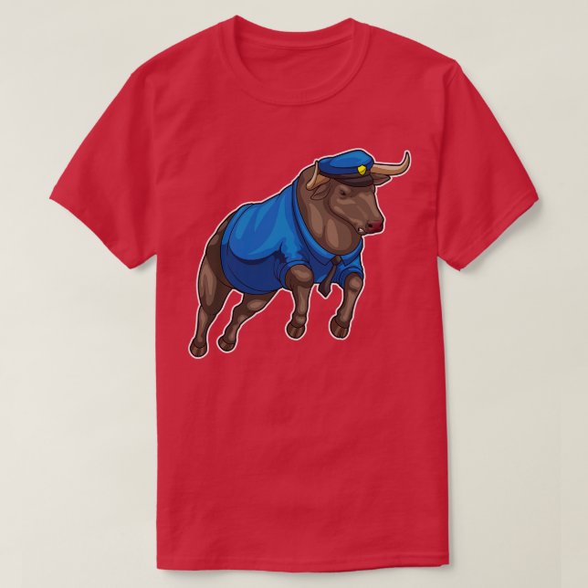 Bull Police Cop Police hat T-Shirt (Design Front)