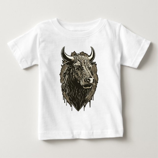 Bull Portrait Baby T-Shirt (Front)