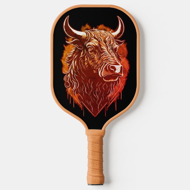 Bull Portrait Postcard Pickleball Paddle (Front)