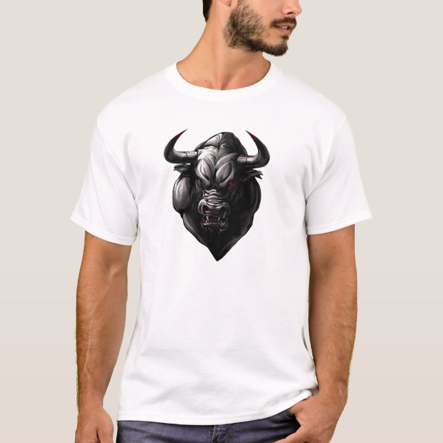 bull red eyes stock market shares financial market T-Shirt (Front)