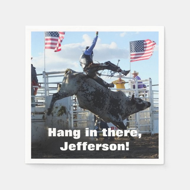 Bull Rider and Bucking Bull Rodeo Napkins (Front)