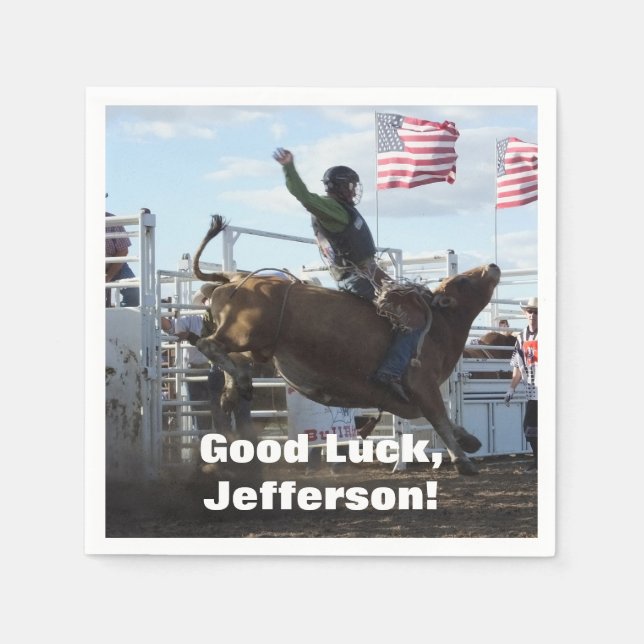 Bull Rider and Bucking Bull Rodeo Napkins (Front)