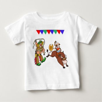 Bull Rider And Rodeo Clown Baby T-shirt by RODEODAYS at Zazzle