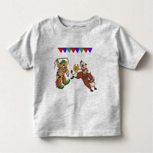 Bull Rider And Rodeo Clown Cartoon Kid Shirt
