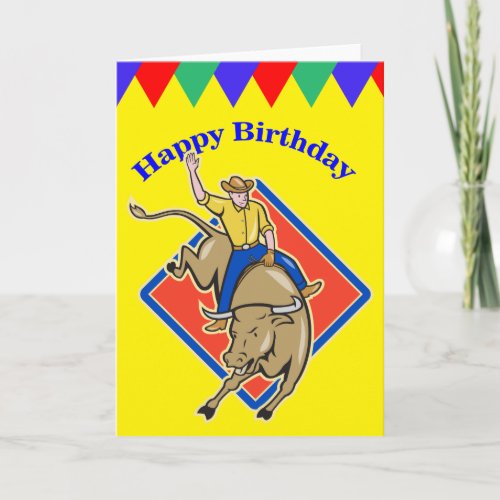 Bull Rider Cowboy Birthday Card