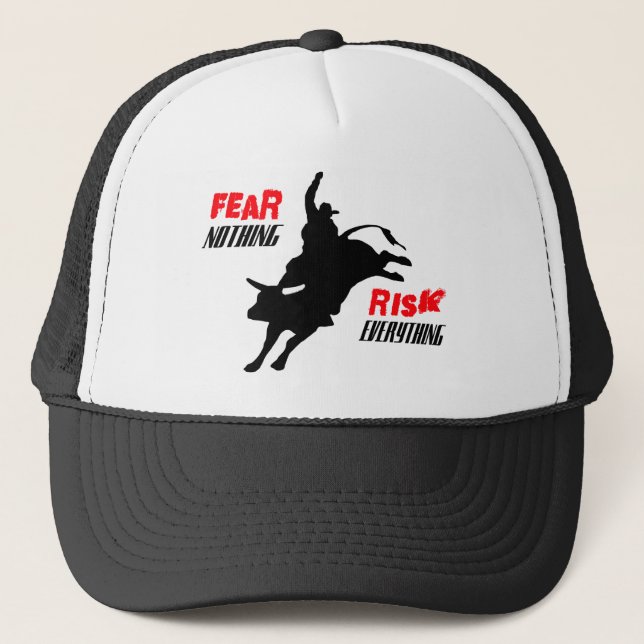 Bull Rider "Fear Nothing Risk Everything" Trucker Hat (Front)