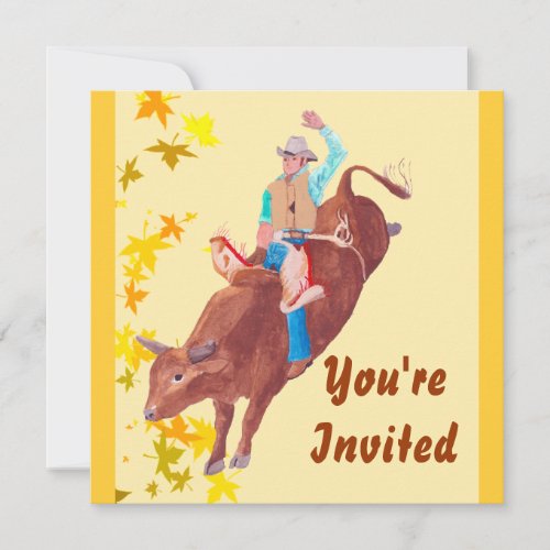 Bull Rider  I Love Rodeo Invitation