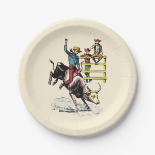 Bull Rider Paper Plates (choice of colors)