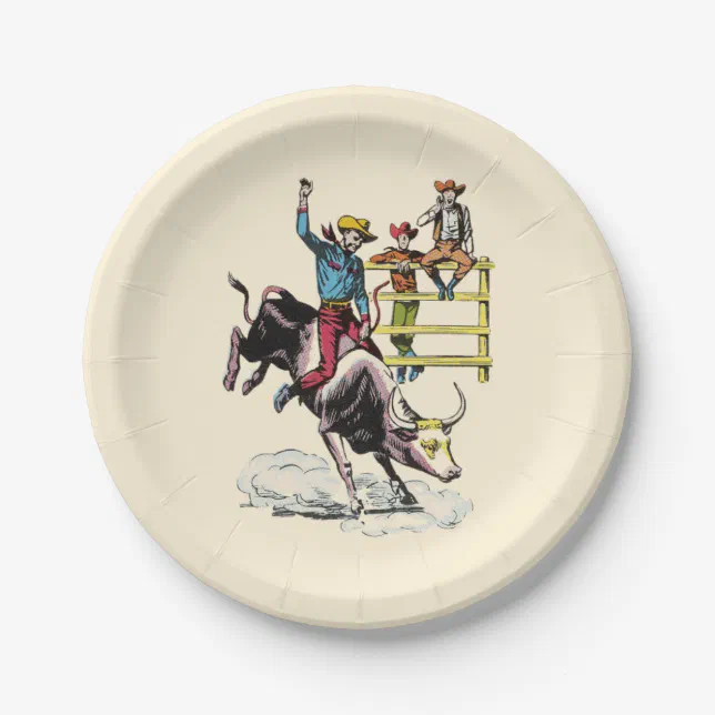 Bull Rider Official Number Paper Bull Rider Paper Plates (choice of colors) | Zazzle