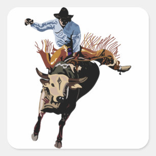 Bull Rider Square Sticker