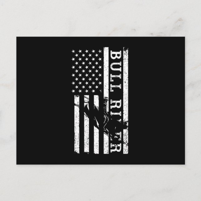 Bull Rider USA Flag Cowboy Rodeo Country Western G Postcard (Front)