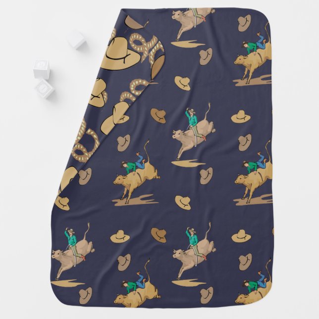 Bull Riders And Cowboy Hats Baby Blanket (In Situ)