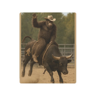 Bull Riding Bigfoot Metal Print