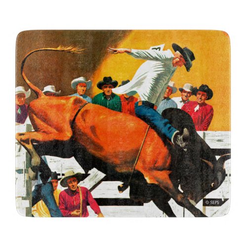 Bull Riding by Fred Ludekens Cutting Board