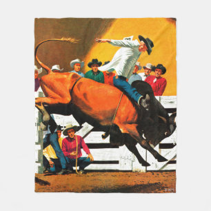 Bull Riding by Fred Ludekens Fleece Blanket