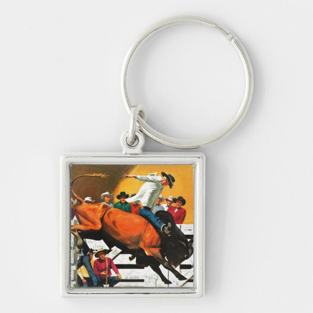 Bull Riding by Fred Ludekens Keychain (Front)