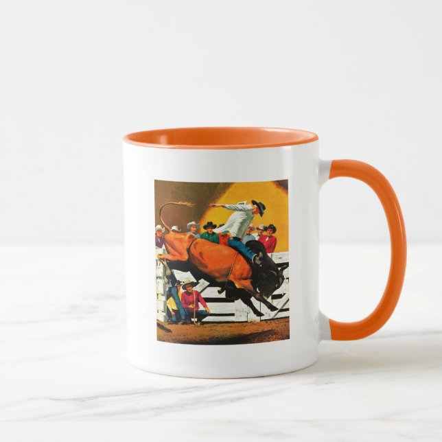 Bull Riding by Fred Ludekens Mug (Right)