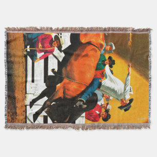 Bull Riding by Fred Ludekens Throw Blanket