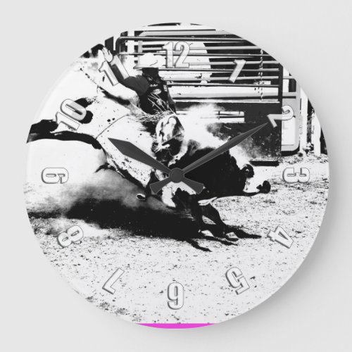 Bull Riding Champ Large Clock