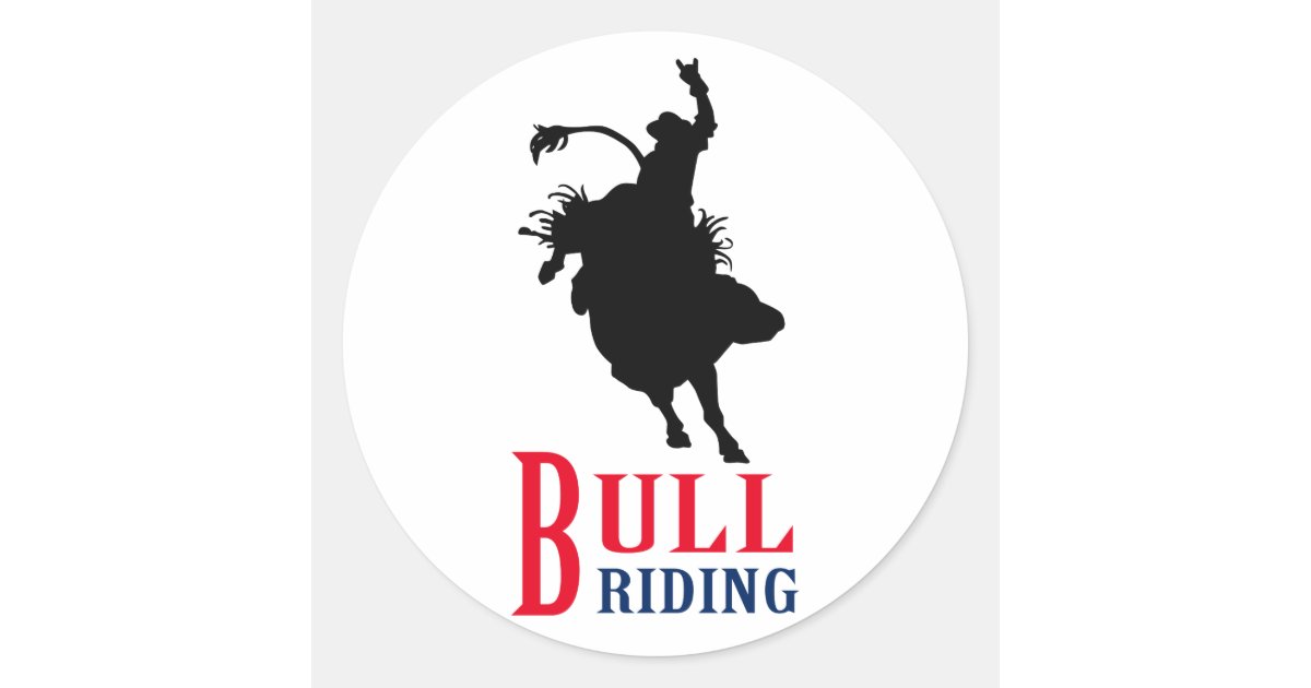 Bull Riding Classic Round Sticker | Zazzle