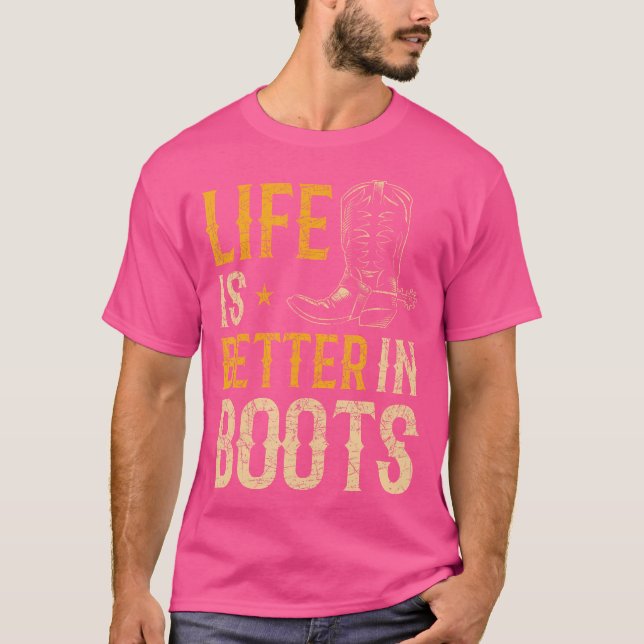 Bull Riding Cowboy Boots Rodeo Funny Line Dance T-Shirt (Front)