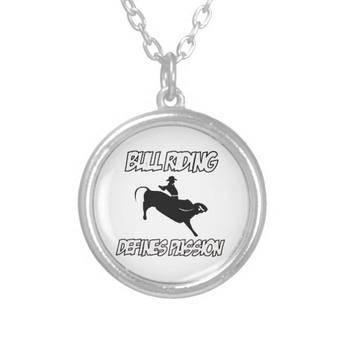 bull riding designs silver plated necklace