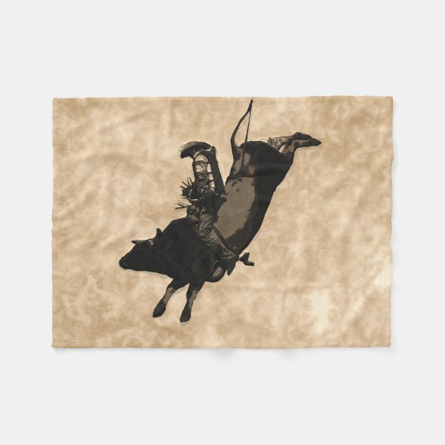 Bull Riding Hero- Rodeo Event Fleece Blanket (Front (Horizontal))