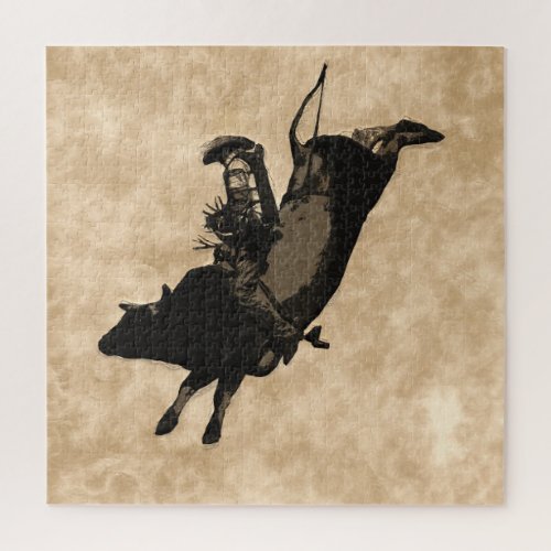 Bull Riding Hero_ Rodeo Event   Jigsaw Puzzle